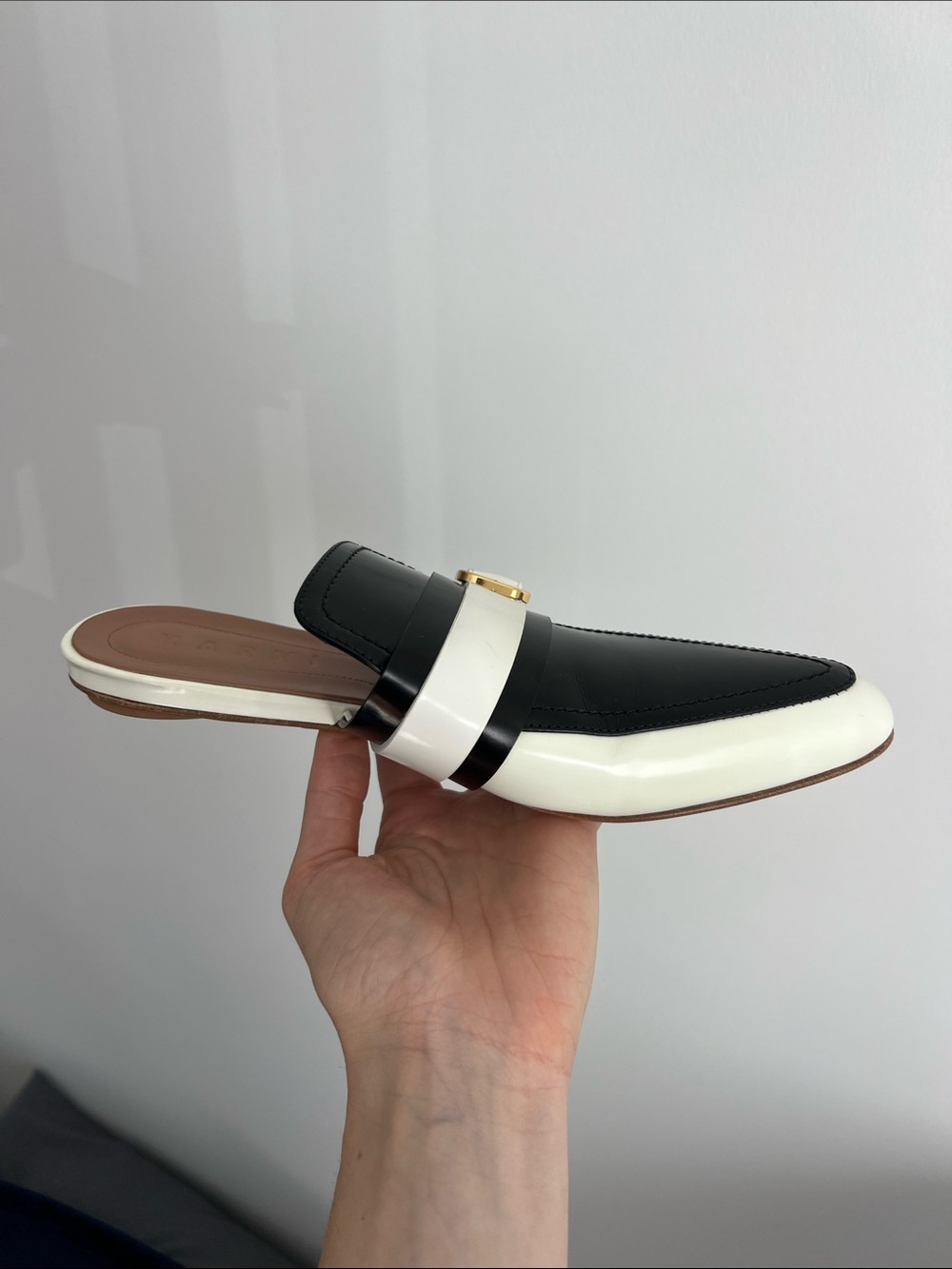 Marni leather backless pointed toe slip on sabot slides flats mules slippers 38 - Picture 7 of 10
